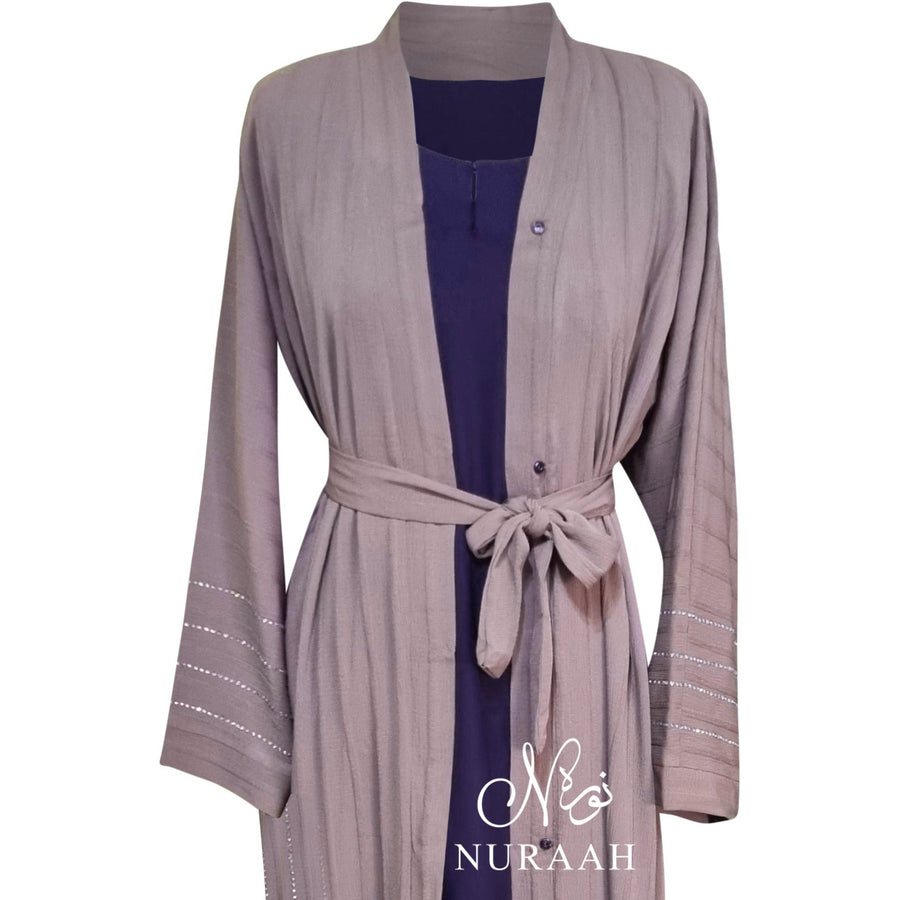AYANA EMBELLISHED OPEN ABAYA MOCHA - NURAAH
