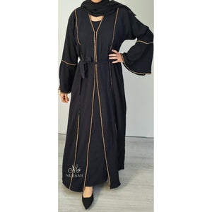 AYLA EMBELLISHED 3 PIECE ABAYA SET BLACK - NURAAH