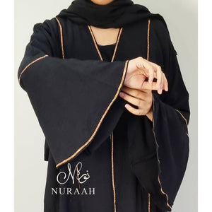 AYLA EMBELLISHED 3 PIECE ABAYA SET BLACK - NURAAH