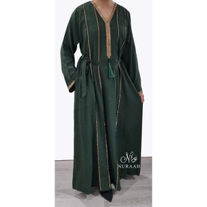BASMA EMBELLISHED ABAYA GREEN - NURAAH