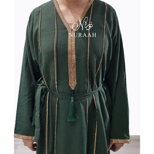 BASMA EMBELLISHED ABAYA GREEN - NURAAH