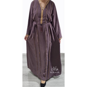 BASMA EMBELLISHED ABAYA MAUVE - NURAAH