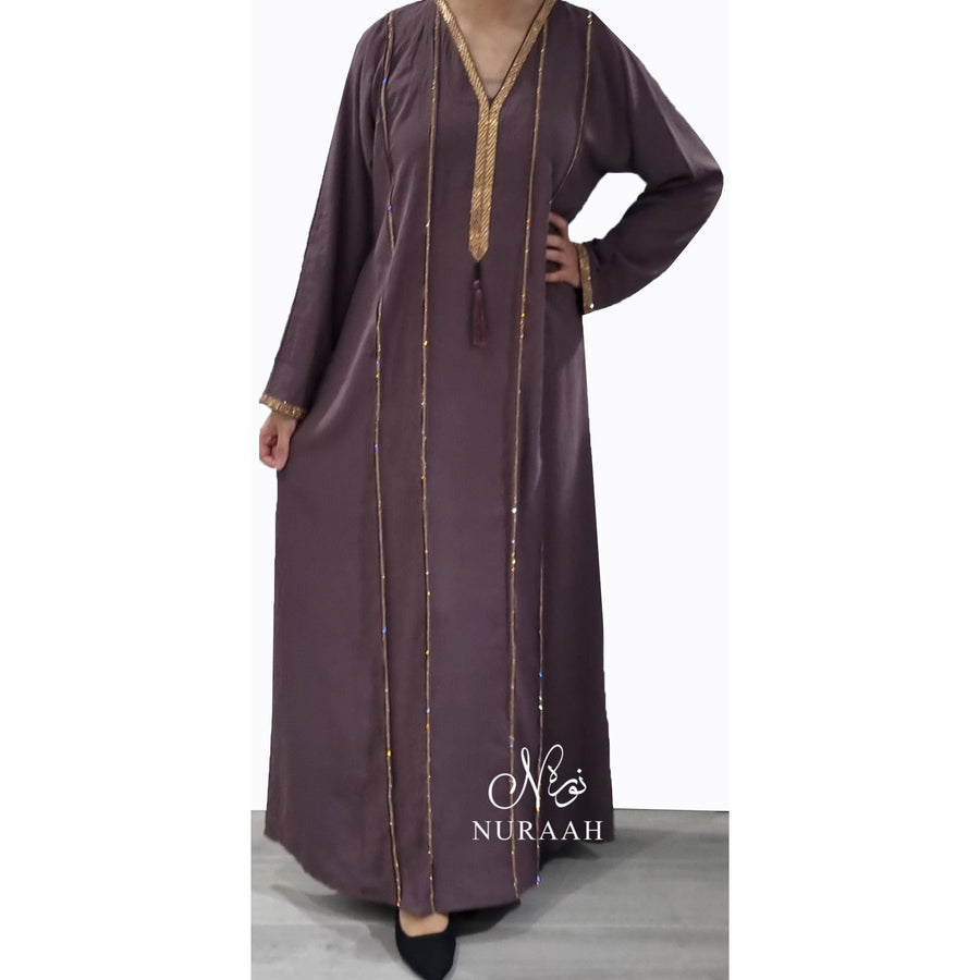 BASMA EMBELLISHED ABAYA MAUVE - NURAAH