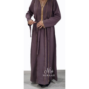 BASMA EMBELLISHED ABAYA MAUVE - NURAAH