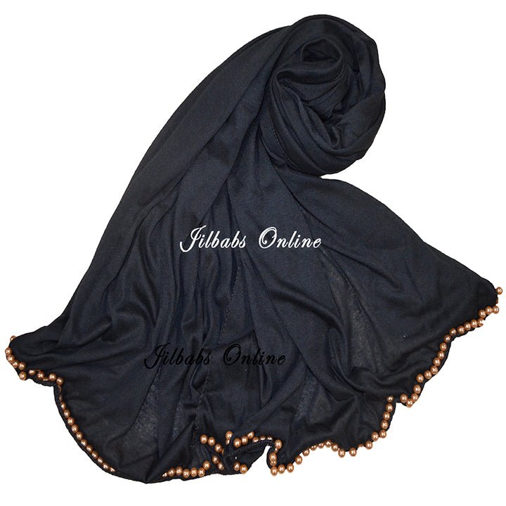 BEADED JERSEY HIJAB BLACK - NURAAH