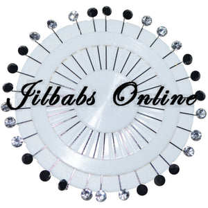 BLACK AND CRYSTAL HIJAB PINS ON WHEEL 30 pins - NURAAH