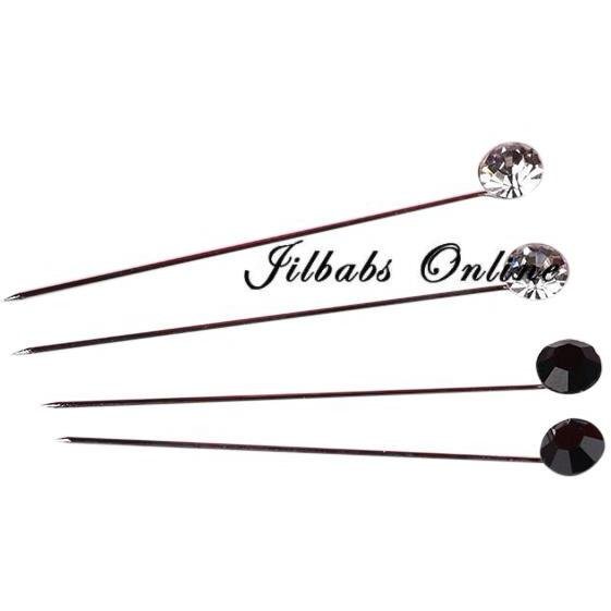 BLACK AND CRYSTAL HIJAB PINS (pack of 4) - NURAAH