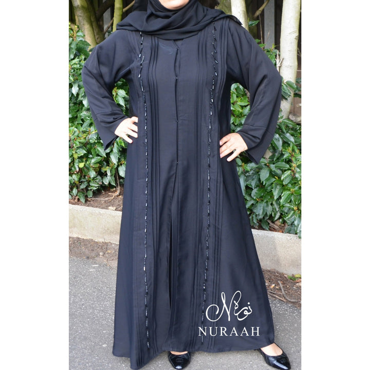BLACK NIDHA EMBELLISHED OPEN ABAYA - NURAAH