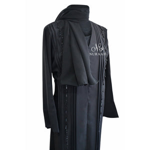 BLACK NIDHA EMBELLISHED OPEN ABAYA - NURAAH