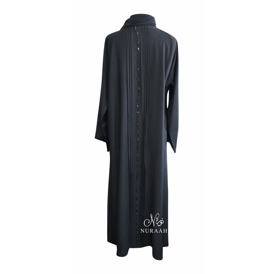BLACK NIDHA EMBELLISHED OPEN ABAYA - NURAAH