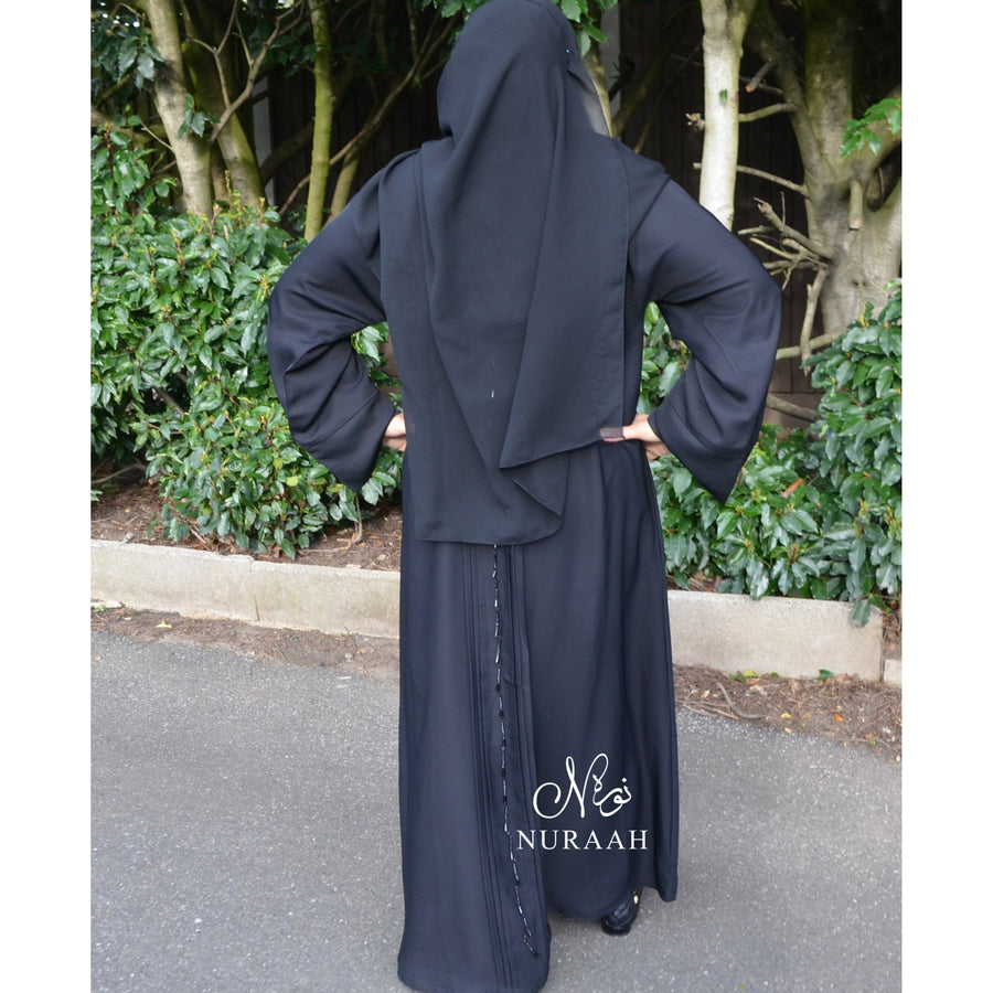 BLACK NIDHA EMBELLISHED OPEN ABAYA - NURAAH