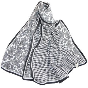 BLACK/WHITE PAISLEY PRINT SCARF - NURAAH