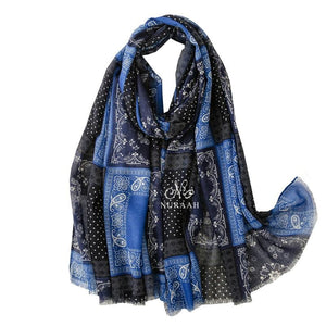 BLUE/BLACK PAISLEY PRINT HIJAB - NURAAH