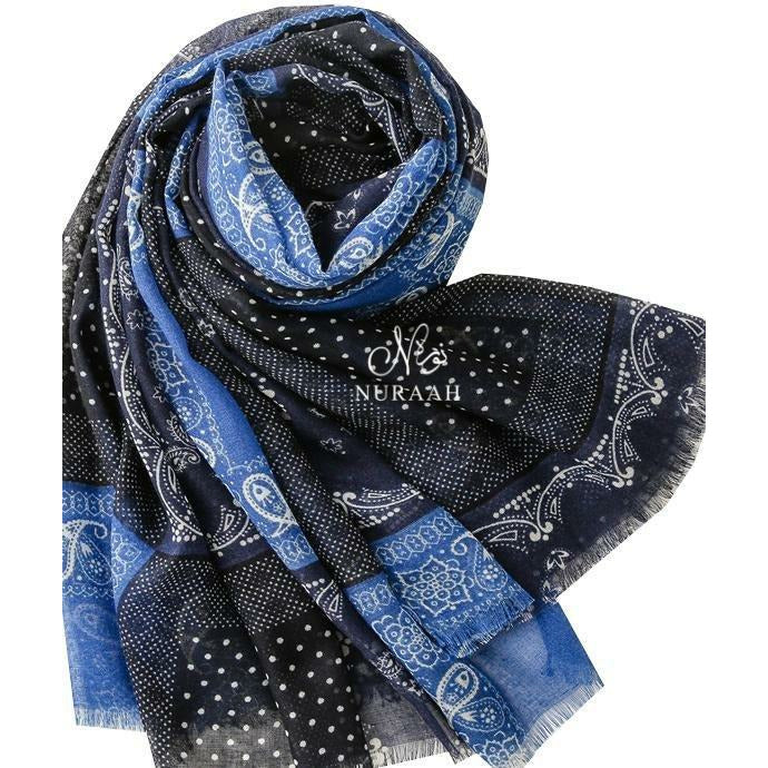 BLUE/BLACK PAISLEY PRINT HIJAB - NURAAH