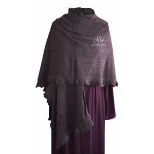BROWN LIGHT WEIGHT KNITTED SHAWL/CAPE - NURAAH
