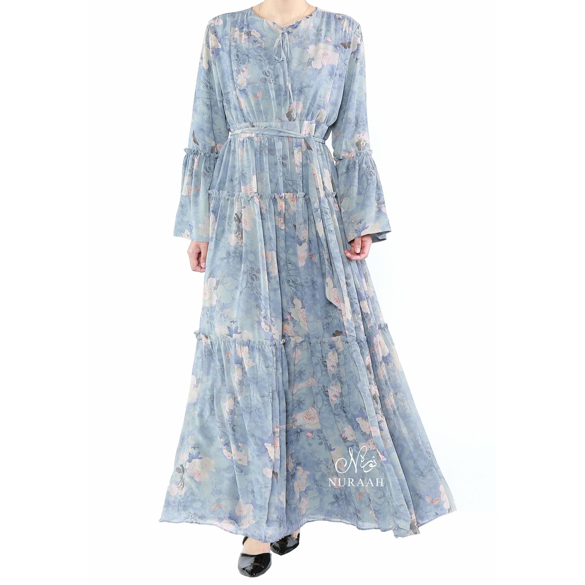 CHIFFON FRILL DRESS MINERAL MIST 02 - NURAAH