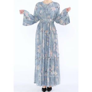 CHIFFON FRILL DRESS MINERAL MIST - NURAAH