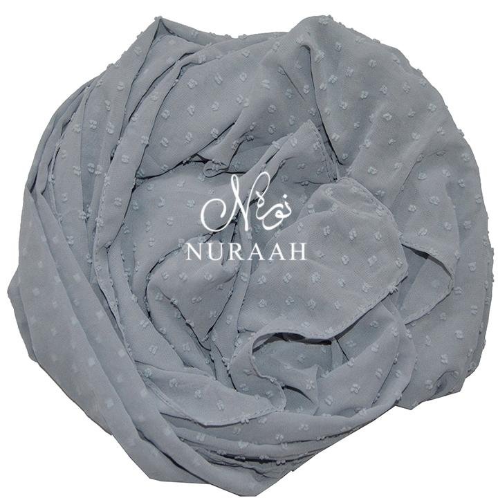 CHIFFON PLUMETIS SCARF GREY - NURAAH