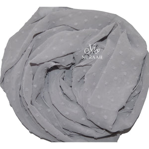 CHIFFON PLUMETIS SCARF SMOKE GREY - NURAAH