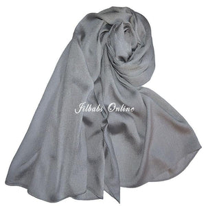 CHIFFON SILK SCARF SILVER GREY - NURAAH