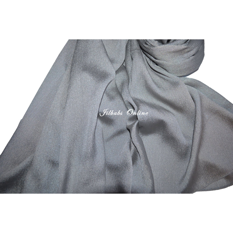 CHIFFON SILK SCARF SILVER GREY - NURAAH