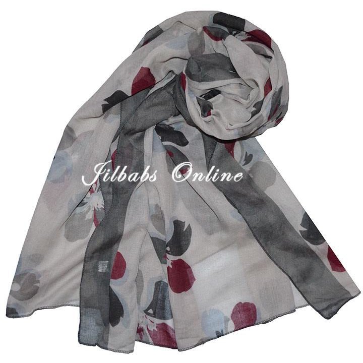 CLASSIC FLORAL SCARF grey - NURAAH