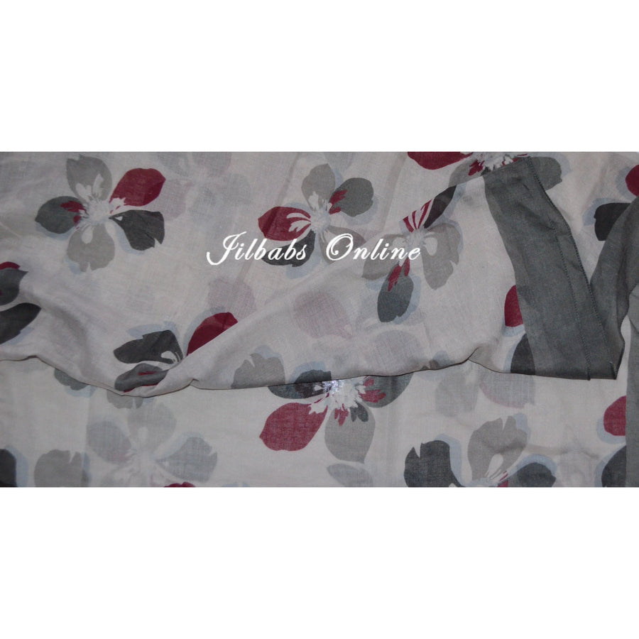 CLASSIC FLORAL SCARF grey - NURAAH