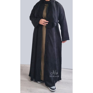 CORDUROY WINTER ABAYA BLACK - NURAAH