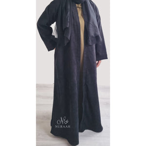 CORDUROY WINTER ABAYA BLACK - NURAAH