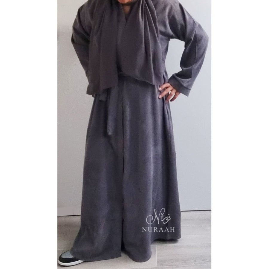 CORDUROY WINTER ABAYA BLACK - NURAAH