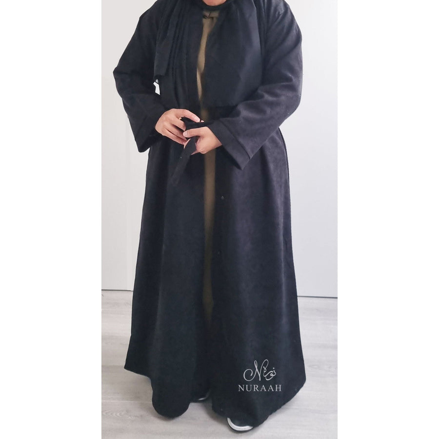 CORDUROY WINTER ABAYA BLACK - NURAAH