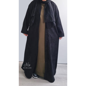 CORDUROY WINTER ABAYA BLACK - NURAAH