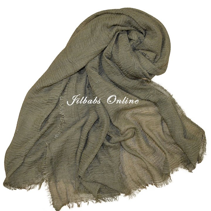 COTTON CRINKLE SCARF OLIVE - NURAAH