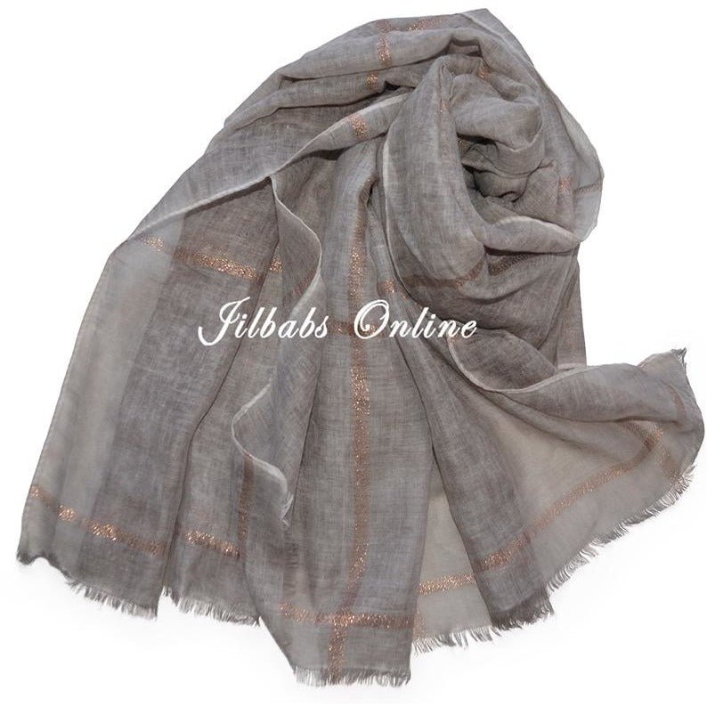 COTTON SCARF WITH BRONZE LUREX THREAD light mocha - NURAAH