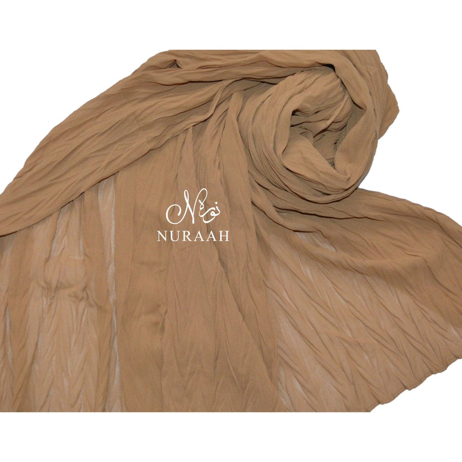 CRUMPLED CHIFFON SCARF CARAMEL - NURAAH