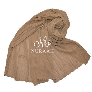 CRUMPLED CHIFFON SCARF CARAMEL - NURAAH