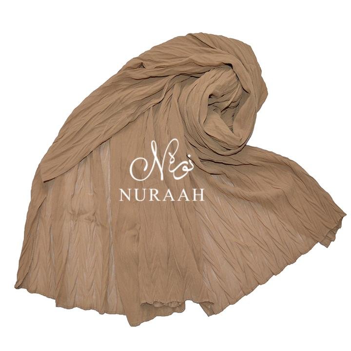 CRUMPLED CHIFFON SCARF CARAMEL - NURAAH