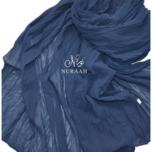 CRUMPLED CHIFFON SCARF PETROL BLUE - NURAAH