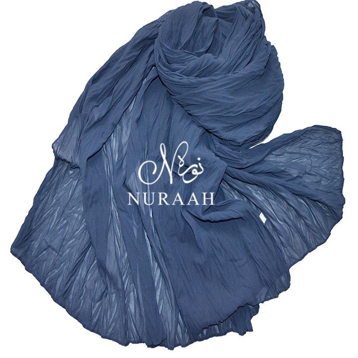 CRUMPLED CHIFFON SCARF PETROL BLUE - NURAAH