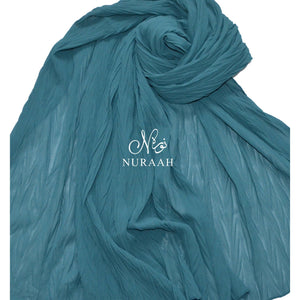 CRUMPLED CHIFFON SCARF TEAL - NURAAH