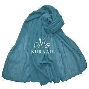 CRUMPLED CHIFFON SCARF TEAL - NURAAH