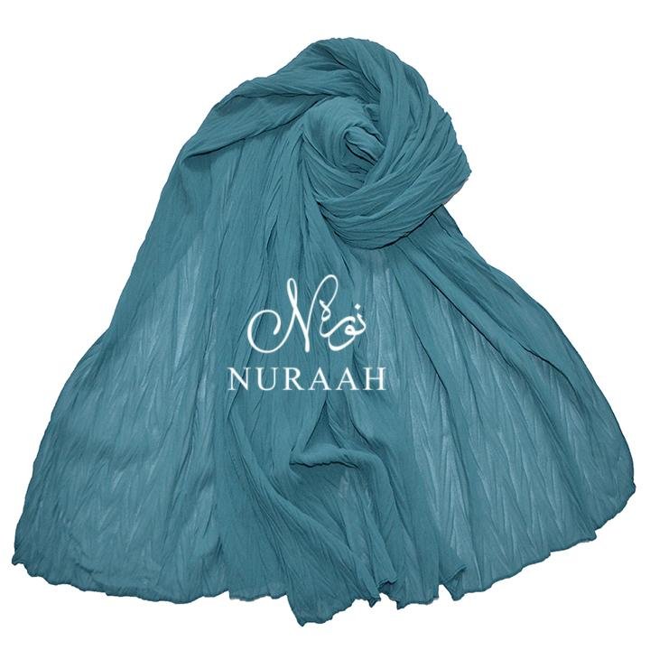 CRUMPLED CHIFFON SCARF TEAL - NURAAH