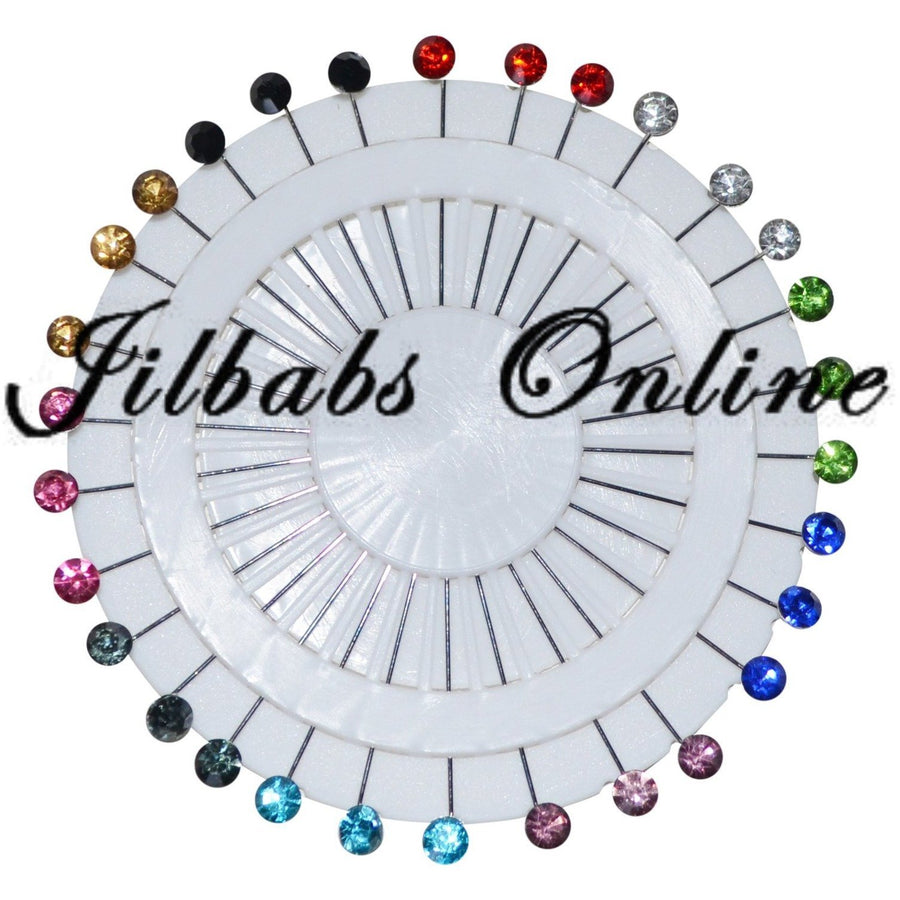 CRYSTAL DIAMANTE HIJAB PIN WHEEL (multi colour) 30 pins - NURAAH