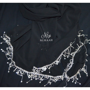 CRYSTAL STONES BLACK CHIFFON SHAWL/SCARF - NURAAH