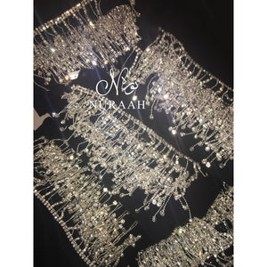CRYSTAL STONES BLACK CHIFFON SHAWL/SCARF - NURAAH