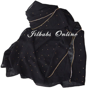 DIAMANTE CHIFFON SCARF black - NURAAH