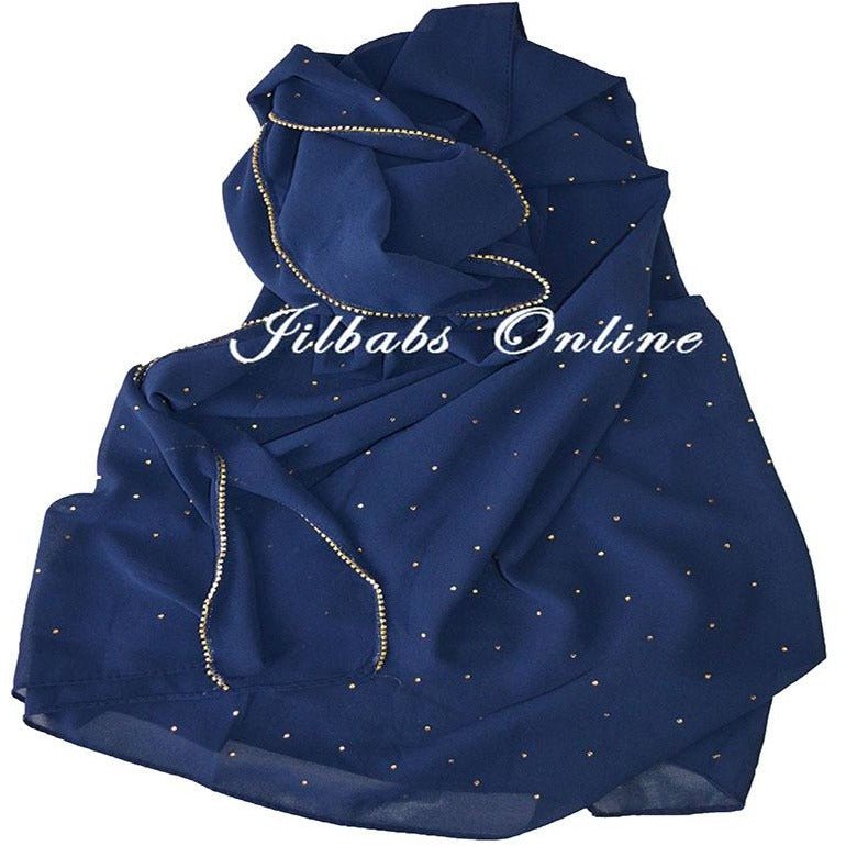 DIAMANTE CHIFFON SCARF blue - NURAAH