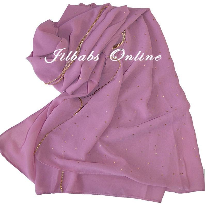 DIAMANTE CHIFFON SCARF candy pink - NURAAH