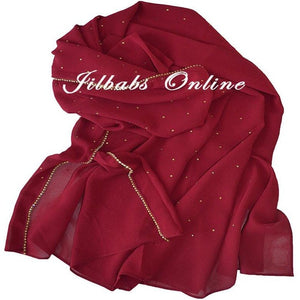 DIAMANTE CHIFFON SCARF deep red - NURAAH