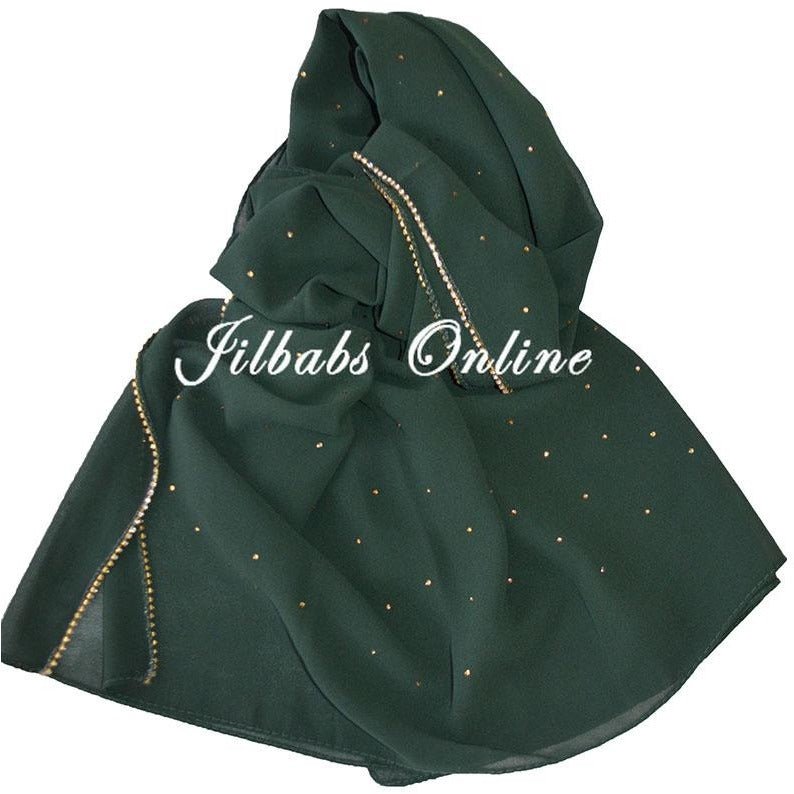 DIAMANTE CHIFFON SCARF green - NURAAH